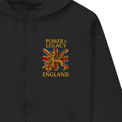 Union Jack Zip Hoodie - Golden Emblem UK Unisex Streetwear - Celtic Wolfwear
