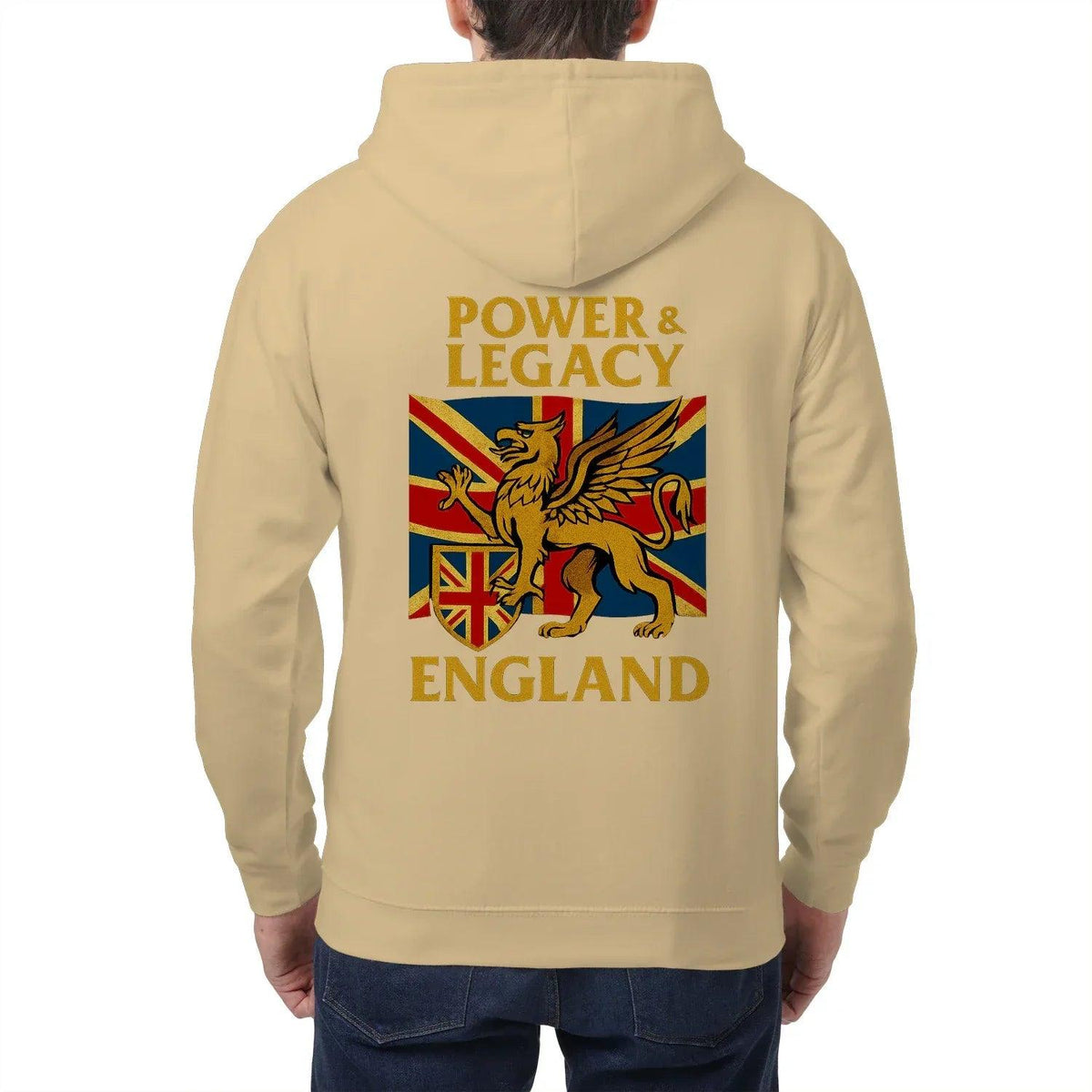 Union Jack Zip Hoodie - Golden Emblem UK Unisex Streetwear - Celtic Wolfwear