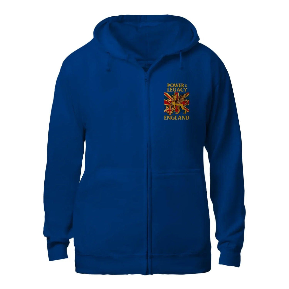 Union Jack Zip Hoodie - Golden Emblem UK Unisex Streetwear - Celtic Wolfwear