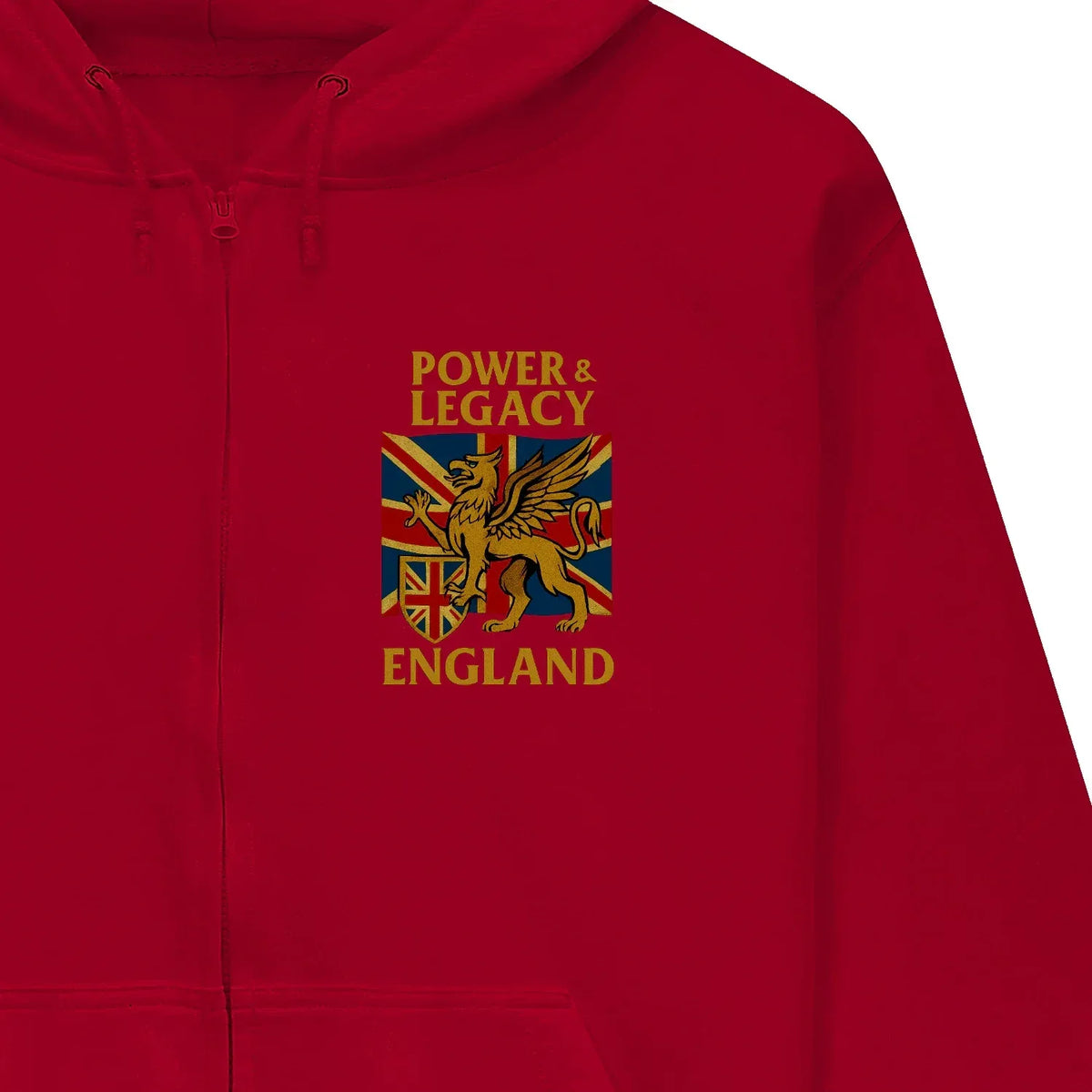 Union Jack Zip Hoodie - Golden Emblem UK Unisex Streetwear - Celtic Wolfwear