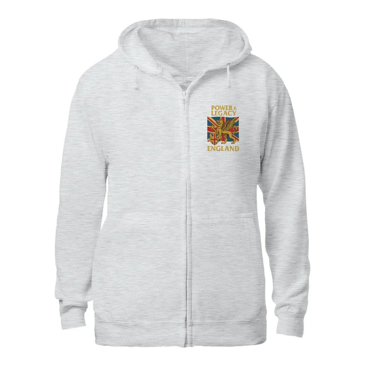 Union Jack Zip Hoodie - Golden Emblem UK Unisex Streetwear - Celtic Wolfwear