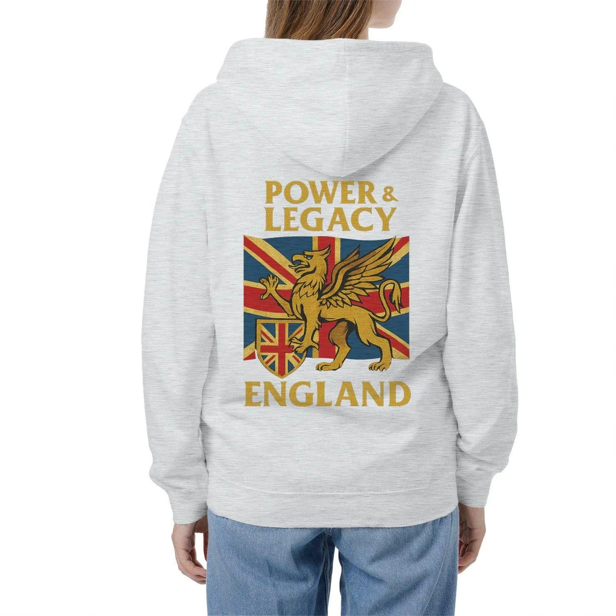 Union Jack Zip Hoodie - Golden Emblem UK Unisex Streetwear - Celtic Wolfwear