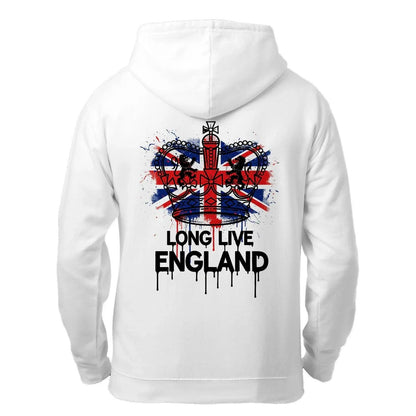 Union Jack Zip Hoodie - Long Live Red White and Blue - Celtic Wolfwear