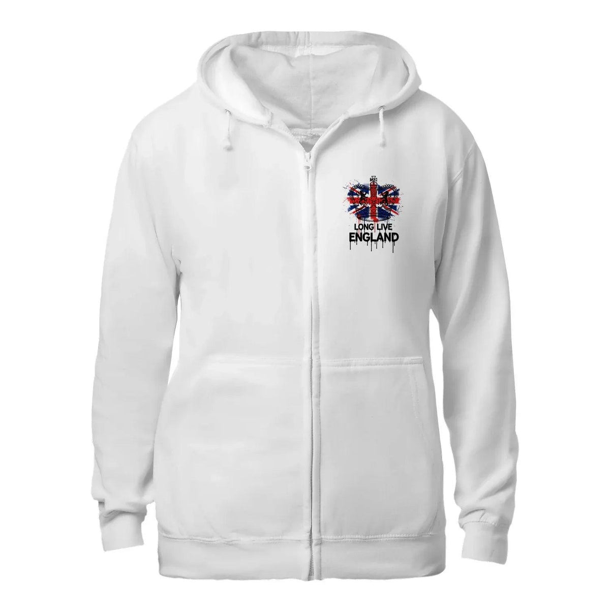 Union Jack Zip Hoodie - Long Live Red White and Blue - Celtic Wolfwear
