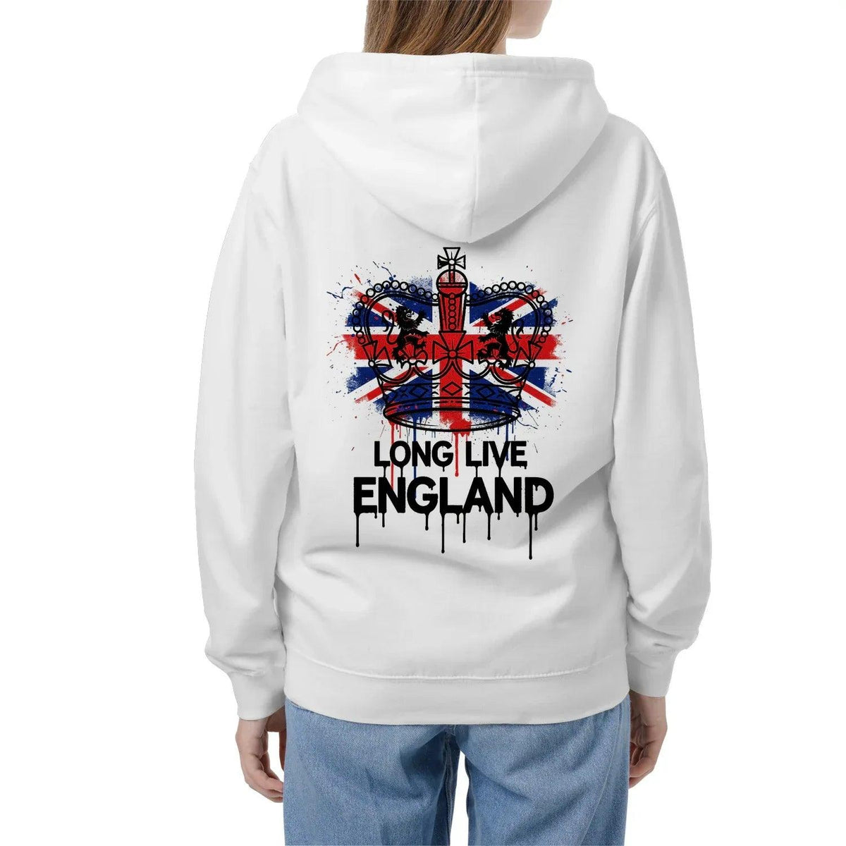 Union Jack Zip Hoodie - Long Live Red White and Blue - Celtic Wolfwear