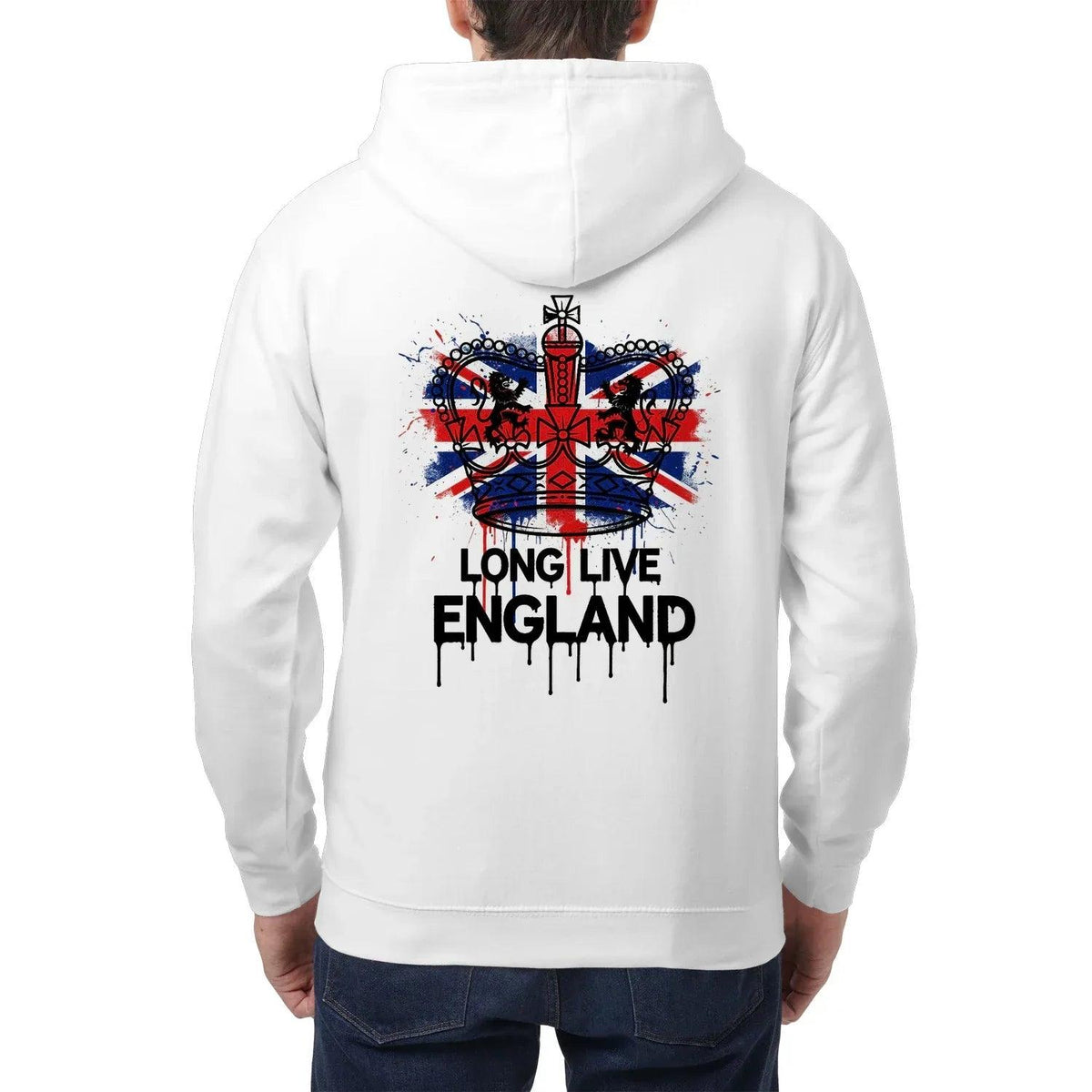 Union Jack Zip Hoodie - Long Live Red White and Blue - Celtic Wolfwear