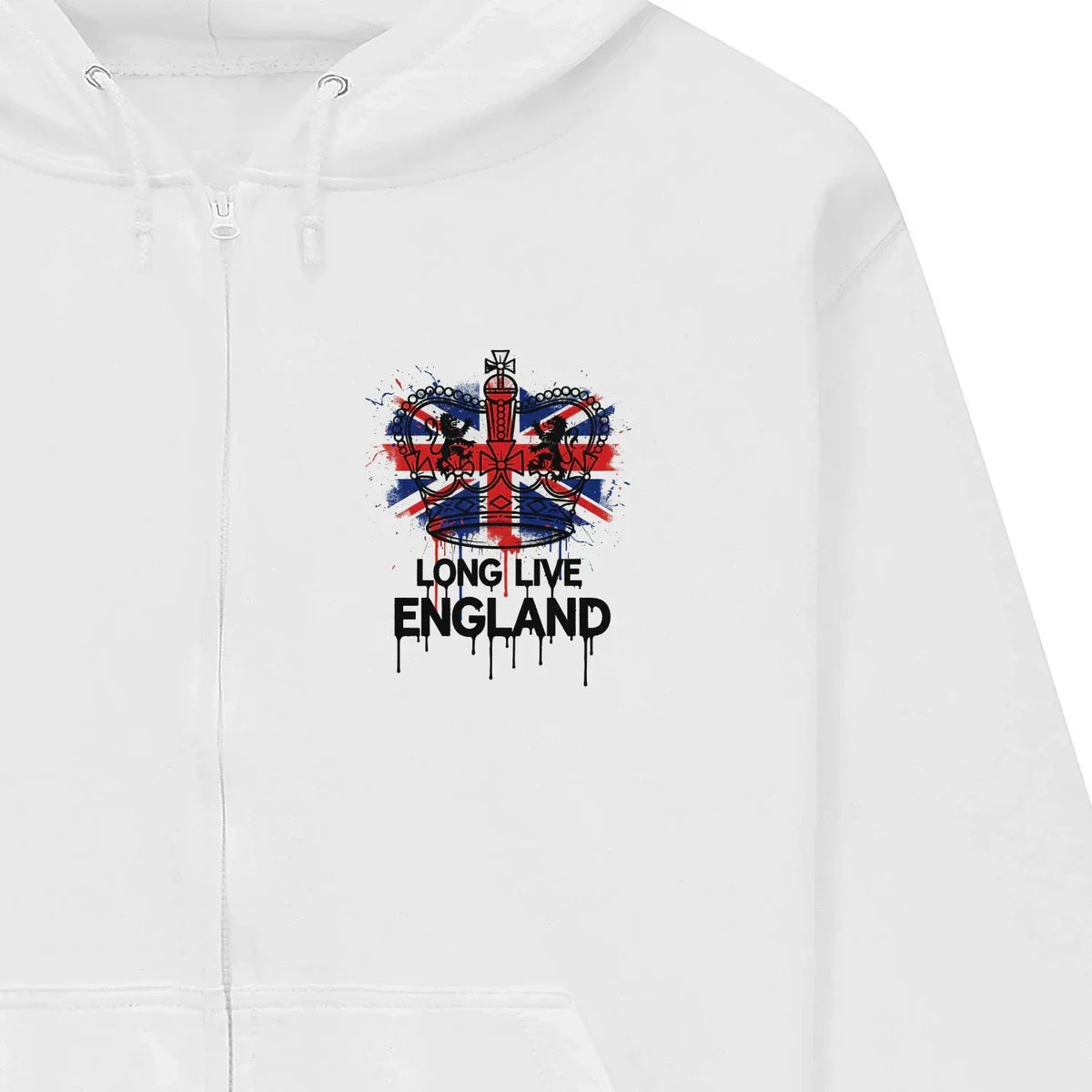 Union Jack Zip Hoodie - Long Live Red White and Blue - Celtic Wolfwear