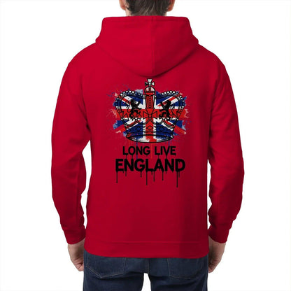 Union Jack Zip Hoodie - Long Live Red White and Blue - Celtic Wolfwear