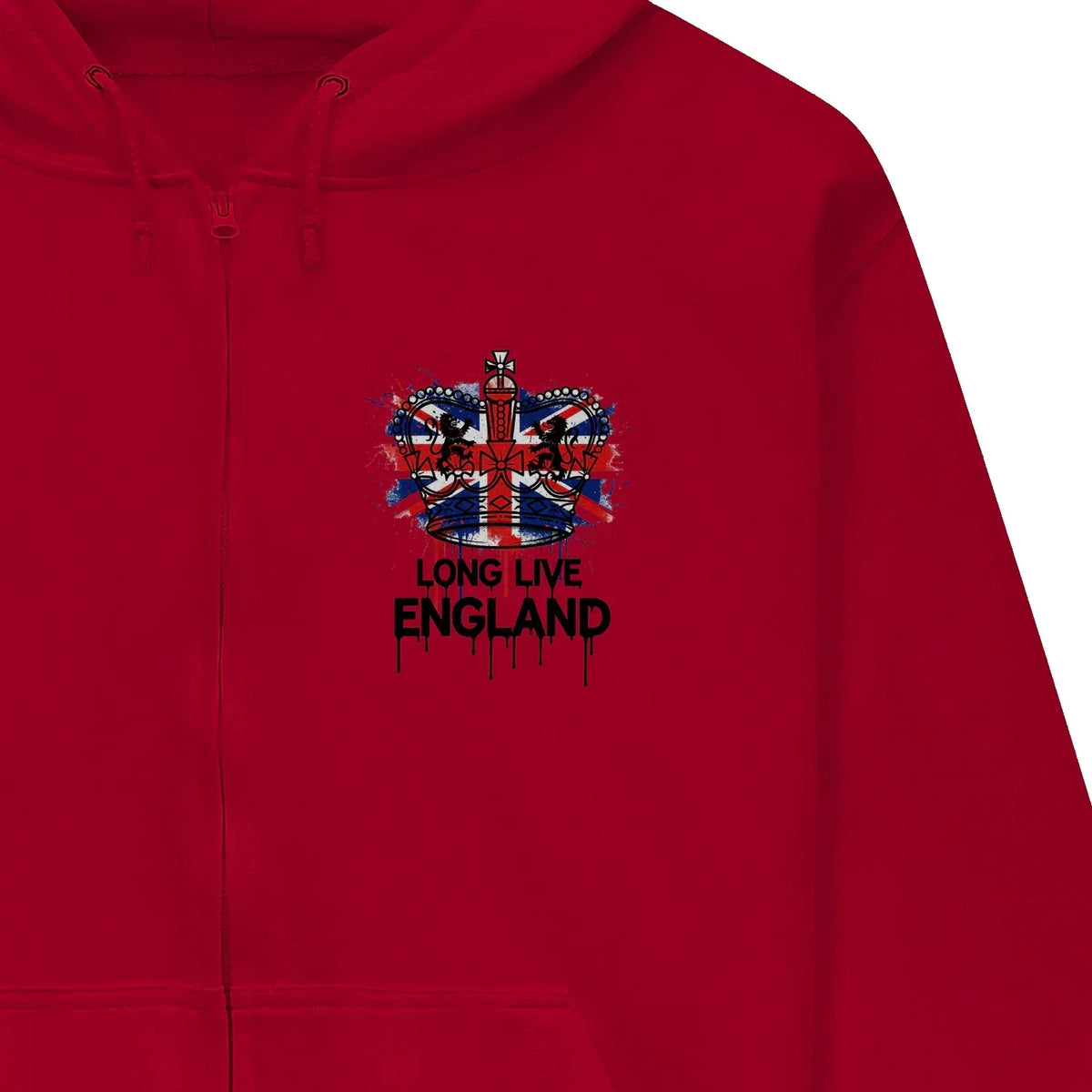 Union Jack Zip Hoodie - Long Live Red White and Blue - Celtic Wolfwear