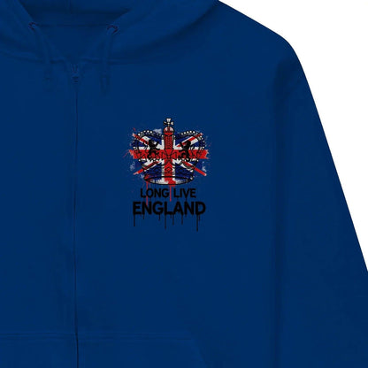 Union Jack Zip Hoodie - Long Live Red White and Blue - Celtic Wolfwear