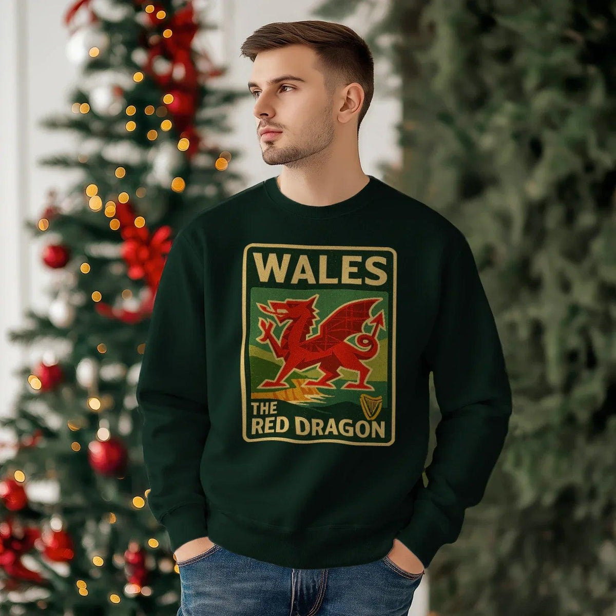 Vintage Red Dragon Wales Sweatshirt – Retro Crewneck - Celtic Wolfwear