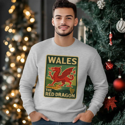 Vintage Red Dragon Wales Sweatshirt – Retro Crewneck - Celtic Wolfwear