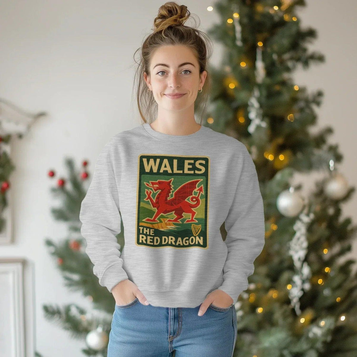 Vintage Red Dragon Wales Sweatshirt – Retro Crewneck - Celtic Wolfwear