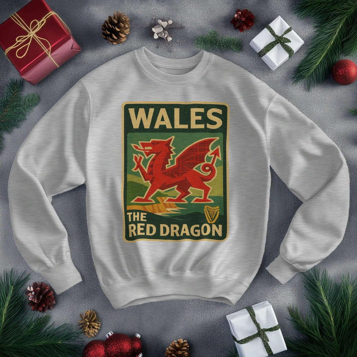 Vintage Red Dragon Wales Sweatshirt – Retro Crewneck - Celtic Wolfwear