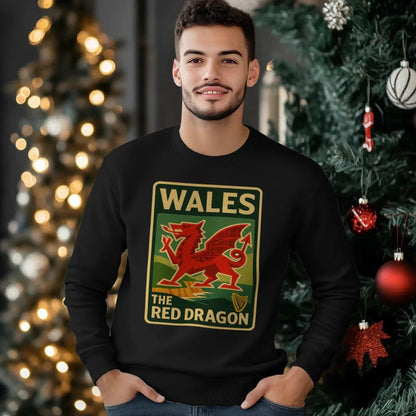 Vintage Red Dragon Wales Sweatshirt – Retro Crewneck - Celtic Wolfwear