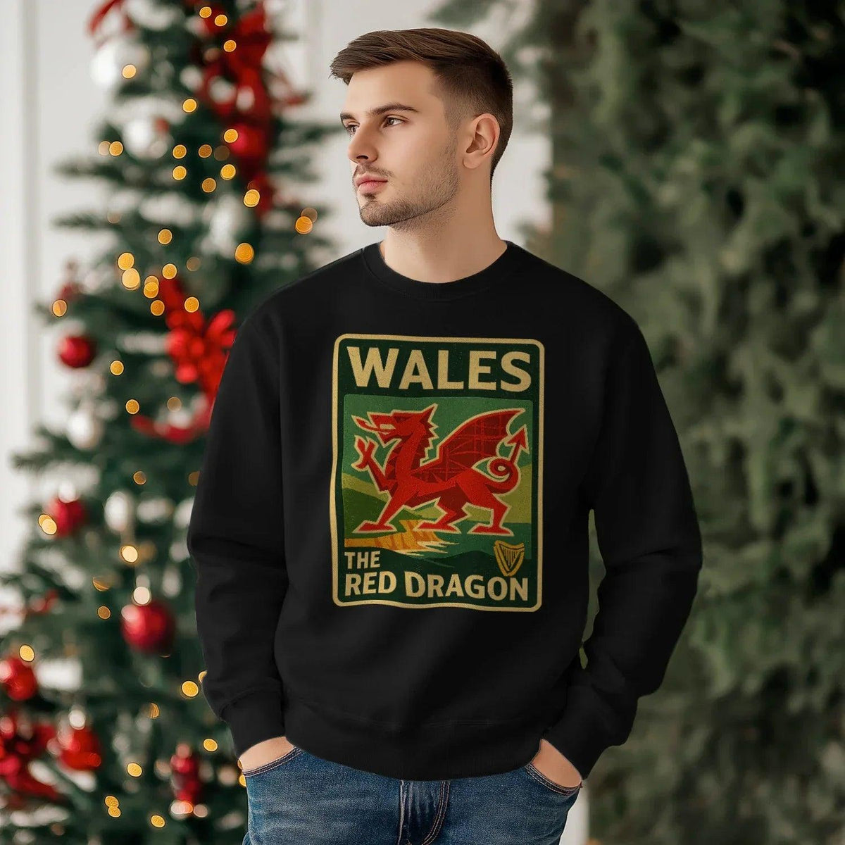 Vintage Red Dragon Wales Sweatshirt – Retro Crewneck - Celtic Wolfwear