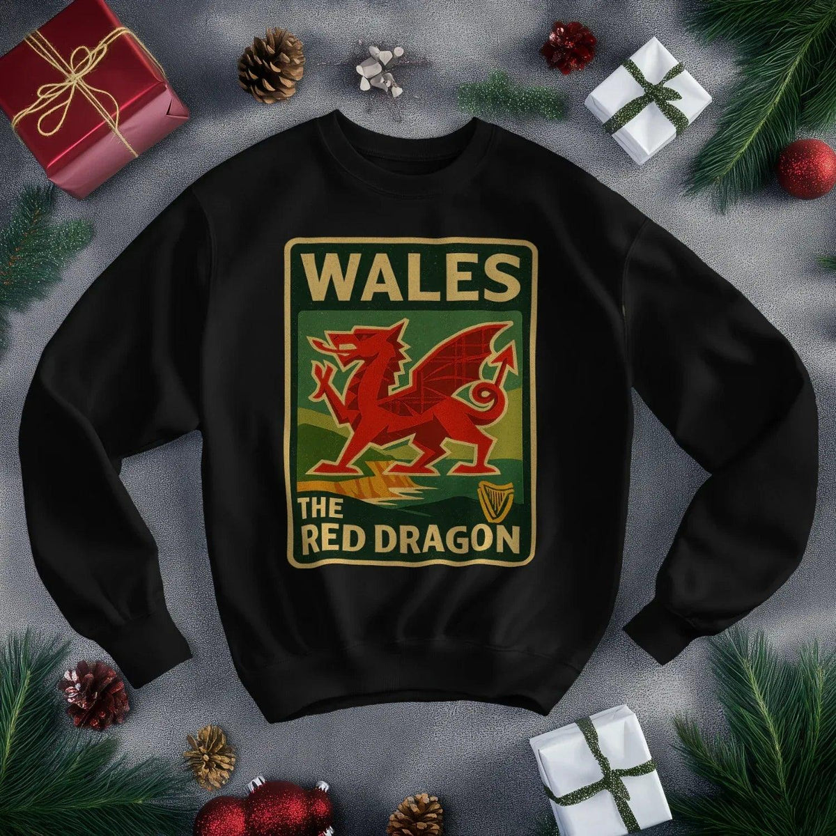 Vintage Red Dragon Wales Sweatshirt – Retro Crewneck - Celtic Wolfwear