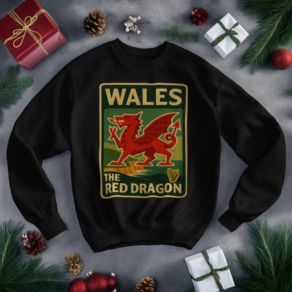 Vintage Red Dragon Wales Sweatshirt – Retro Crewneck - Celtic Wolfwear