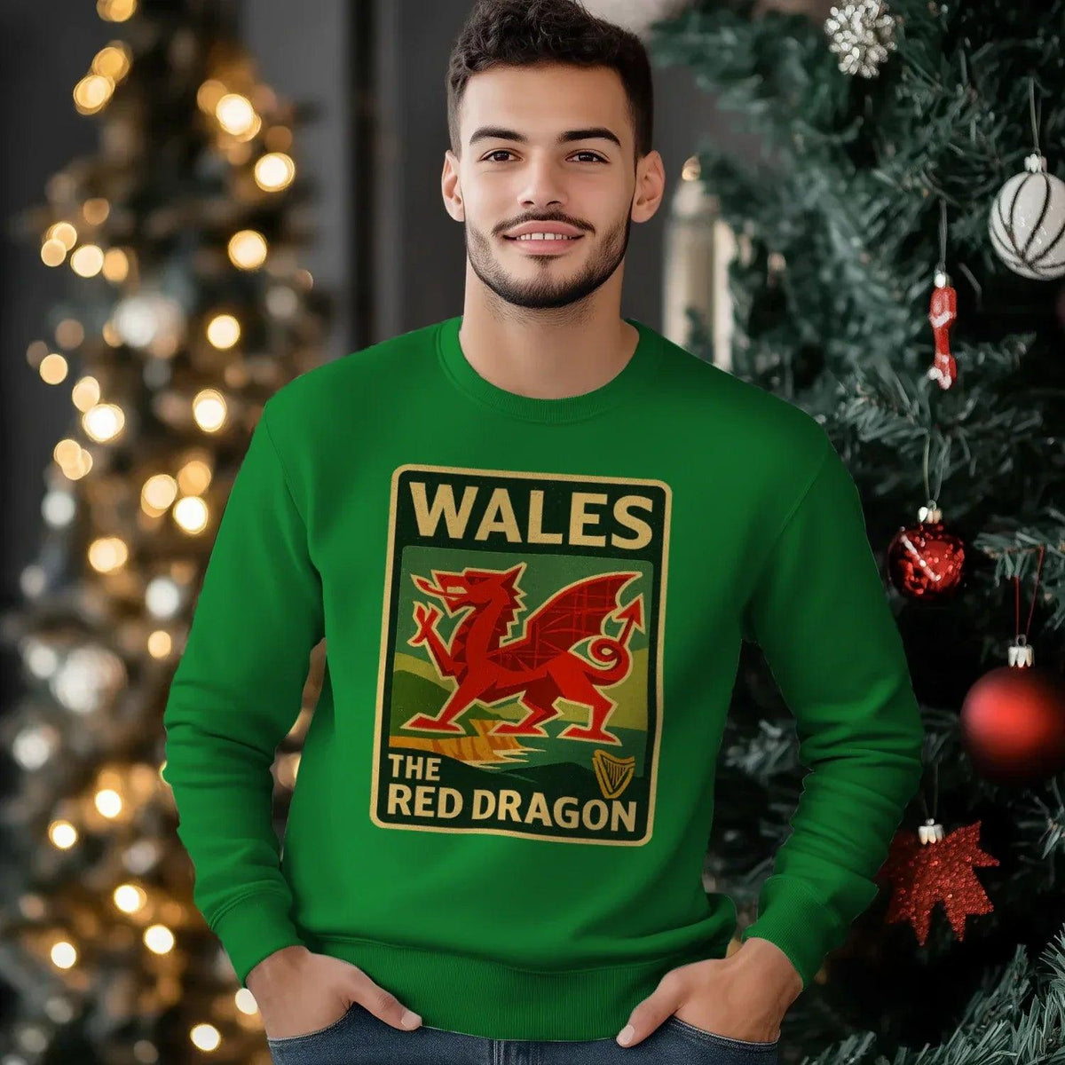 Vintage Red Dragon Wales Sweatshirt – Retro Crewneck - Celtic Wolfwear