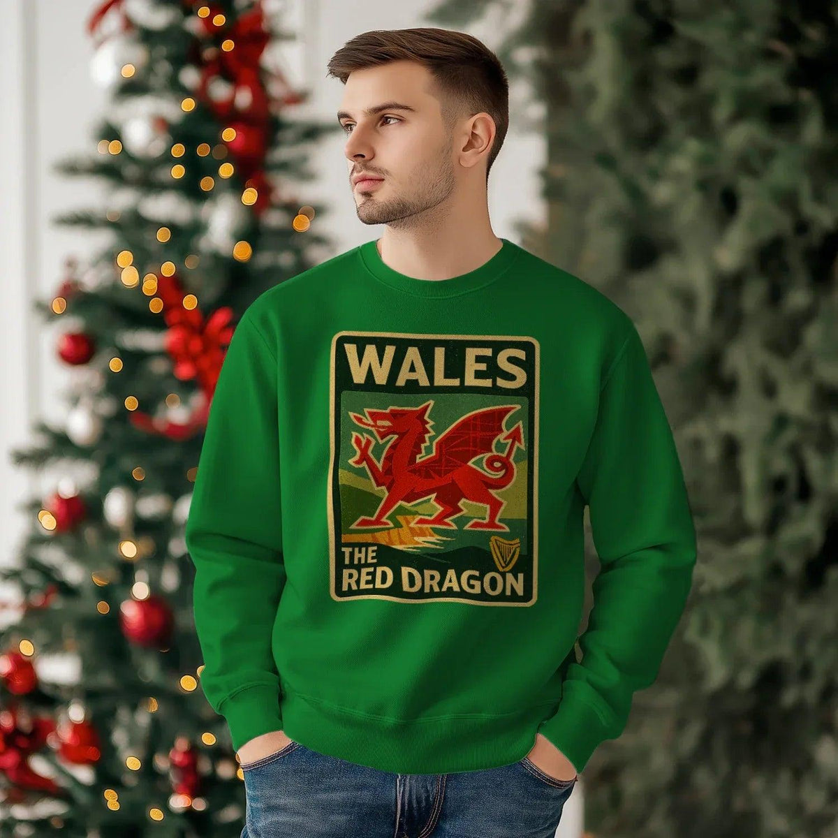 Vintage Red Dragon Wales Sweatshirt – Retro Crewneck - Celtic Wolfwear