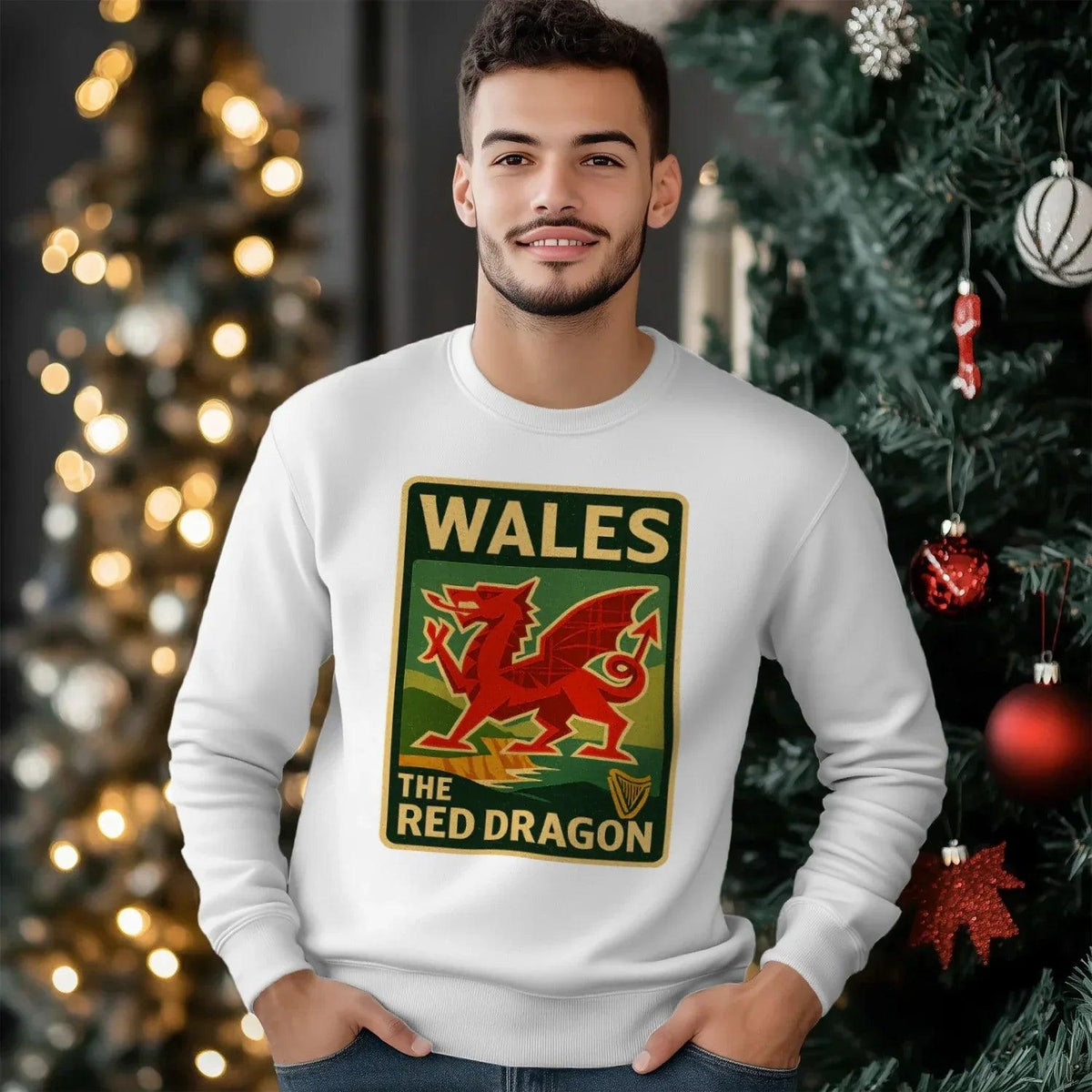 Vintage Red Dragon Wales Sweatshirt – Retro Crewneck - Celtic Wolfwear