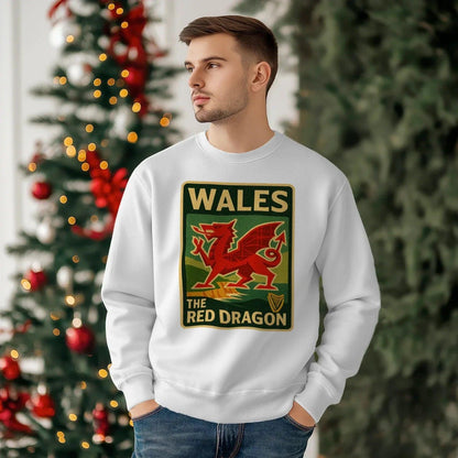 Vintage Red Dragon Wales Sweatshirt – Retro Crewneck - Celtic Wolfwear