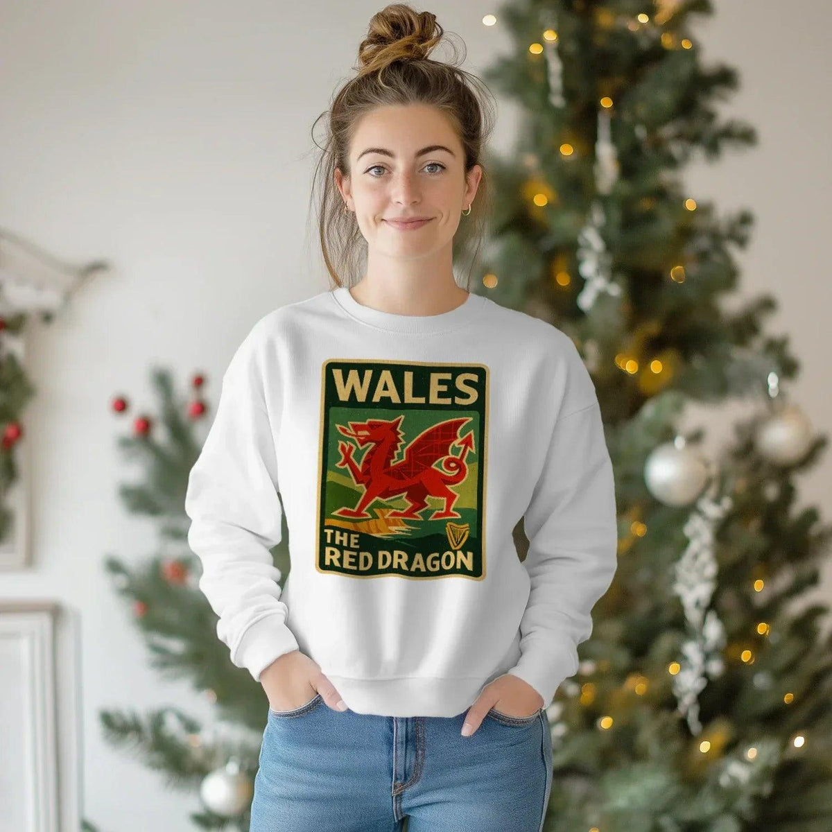 Vintage Red Dragon Wales Sweatshirt – Retro Crewneck - Celtic Wolfwear
