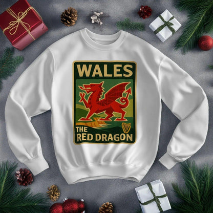 Vintage Red Dragon Wales Sweatshirt – Retro Crewneck - Celtic Wolfwear