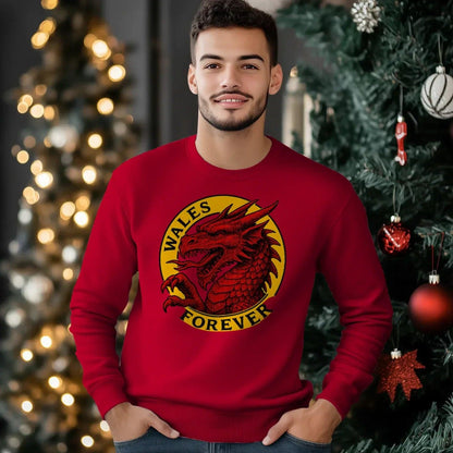 Wales Forever Red Dragon Sweatshirt – Circle Emblem - Celtic Wolfwear