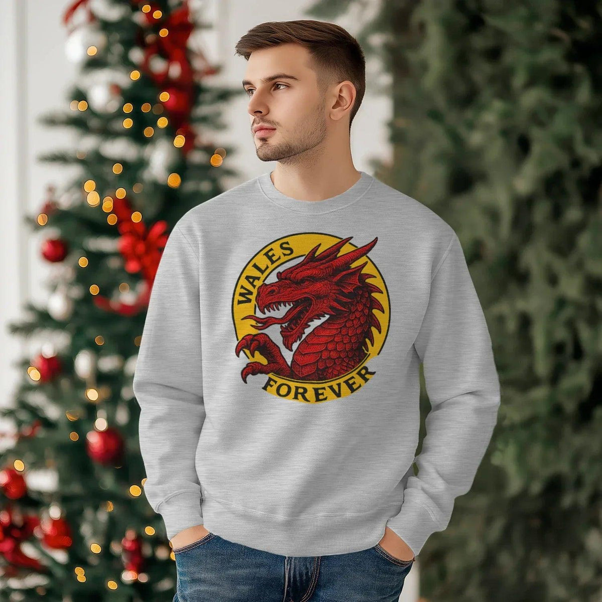 Wales Forever Red Dragon Sweatshirt – Circle Emblem - Celtic Wolfwear