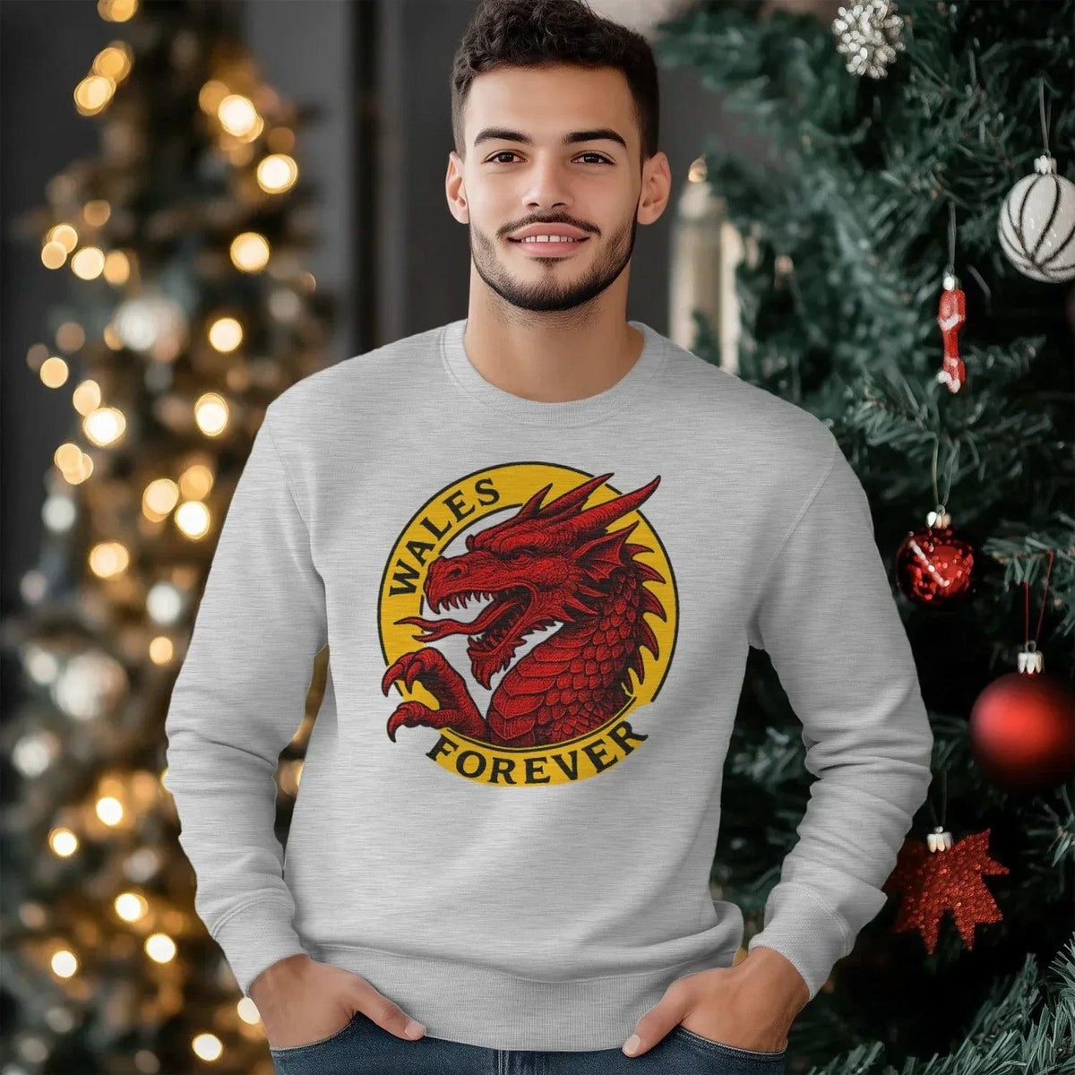 Wales Forever Red Dragon Sweatshirt – Circle Emblem - Celtic Wolfwear
