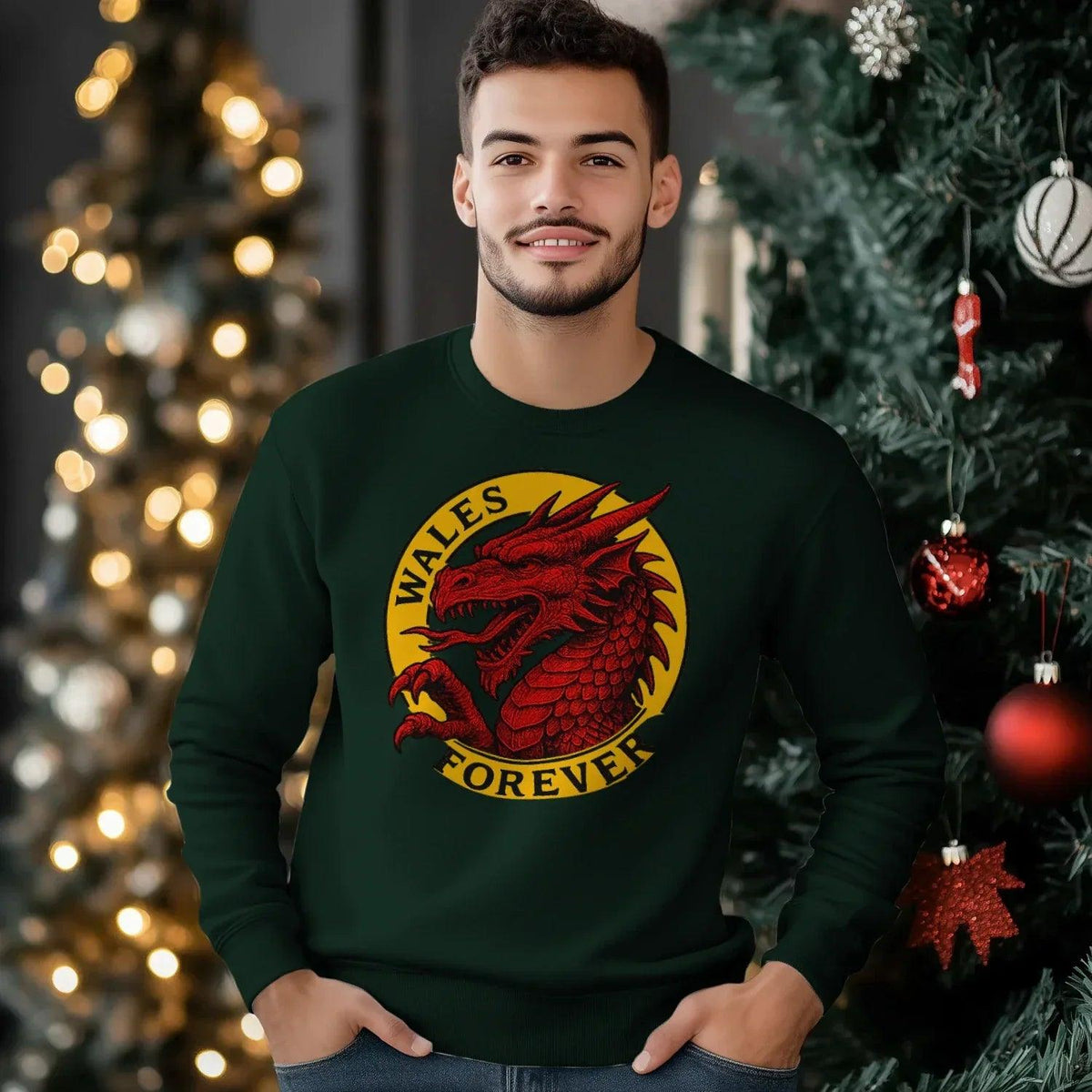 Wales Forever Red Dragon Sweatshirt – Circle Emblem - Celtic Wolfwear