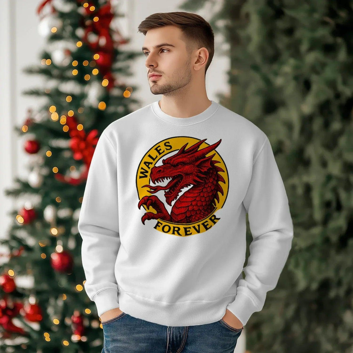 Wales Forever Red Dragon Sweatshirt – Circle Emblem - Celtic Wolfwear