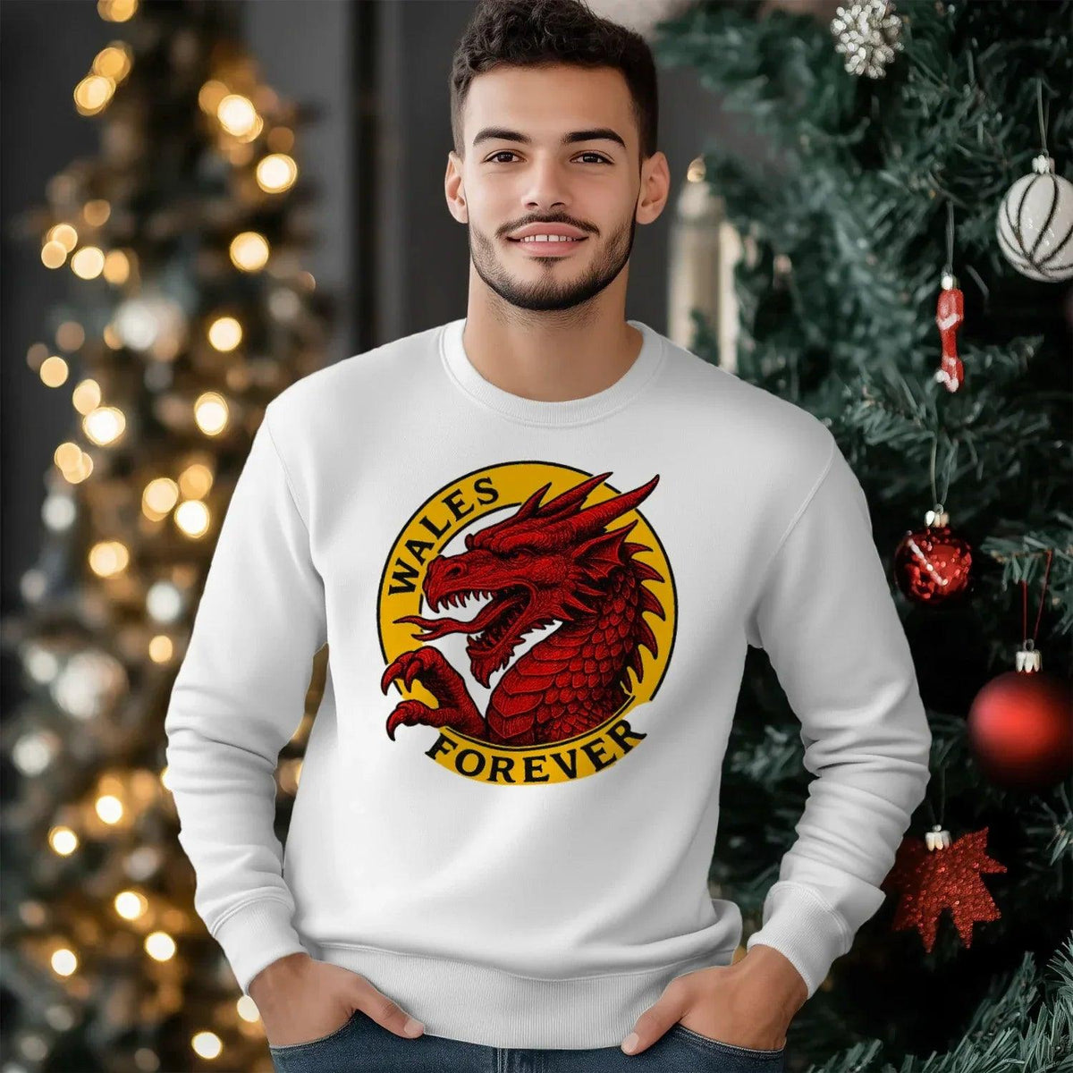 Wales Forever Red Dragon Sweatshirt – Circle Emblem - Celtic Wolfwear