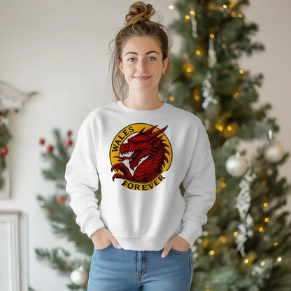 Wales Forever Red Dragon Sweatshirt – Circle Emblem - Celtic Wolfwear