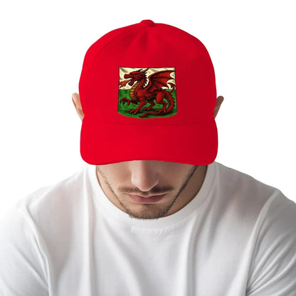 Welsh Dragon Baseball Cap - Flag Red, Matchday Headwear - Celtic Wolfwear