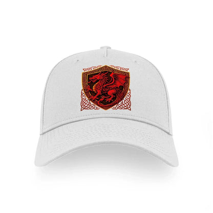 Welsh Dragon Baseball Cap - Shield Crest Adjustable Fit - Celtic Wolfwear