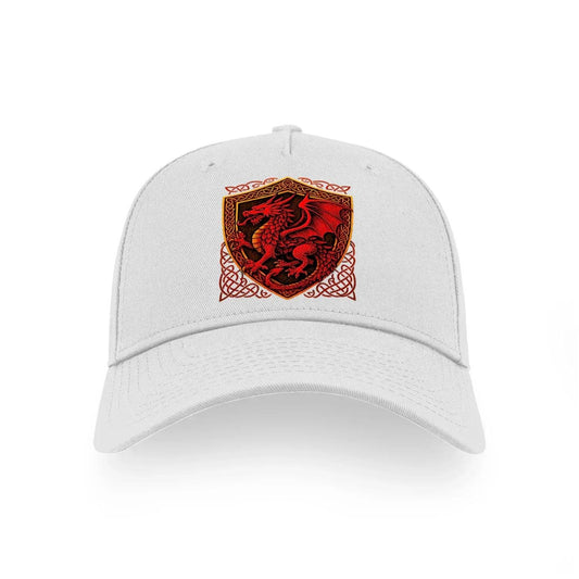 Welsh Dragon Baseball Cap - Shield Crest Adjustable Fit - Celtic Wolfwear