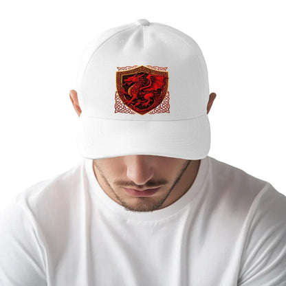 Welsh Dragon Baseball Cap - Shield Crest Adjustable Fit - Celtic Wolfwear