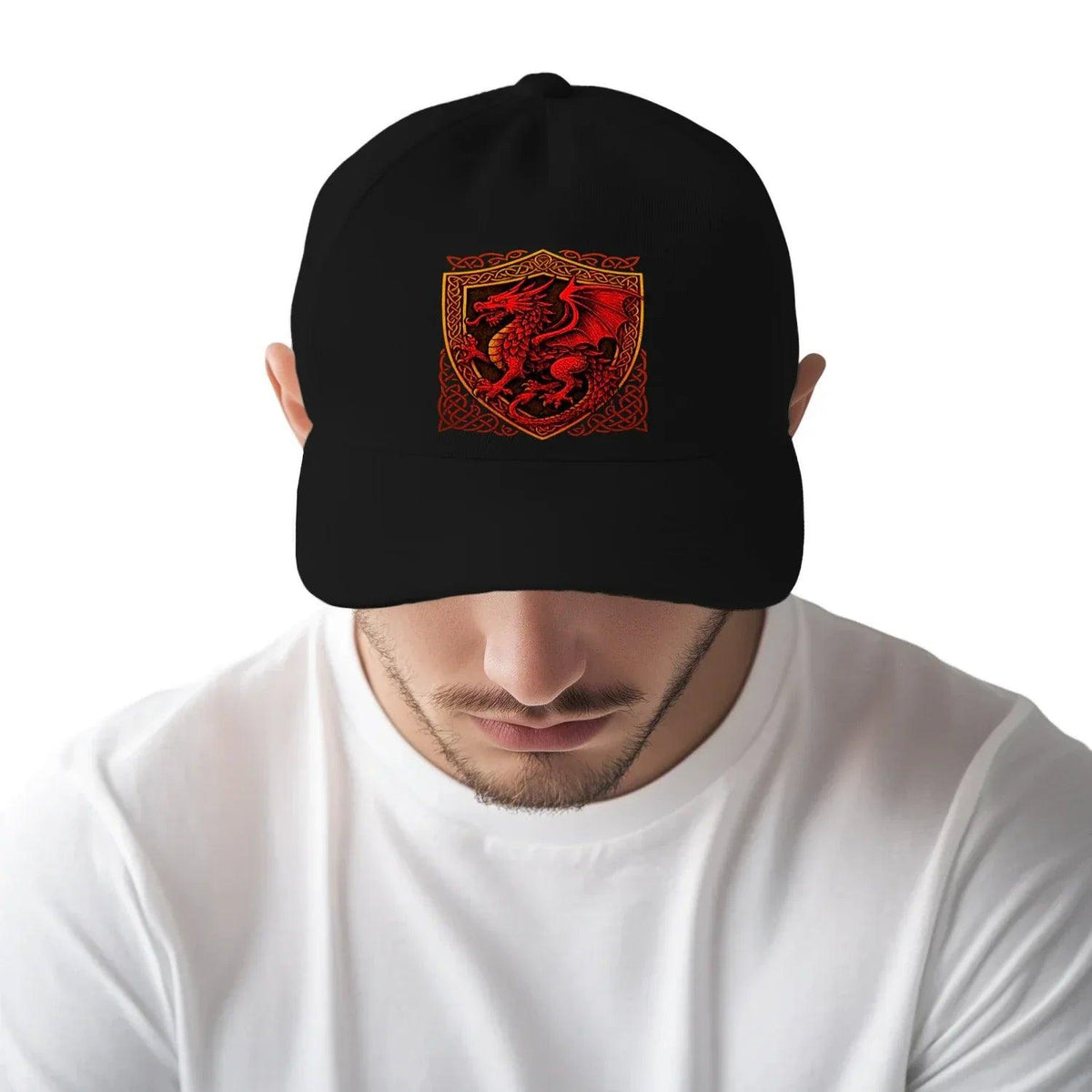 Welsh Dragon Baseball Cap - Shield Crest Adjustable Fit - Celtic Wolfwear