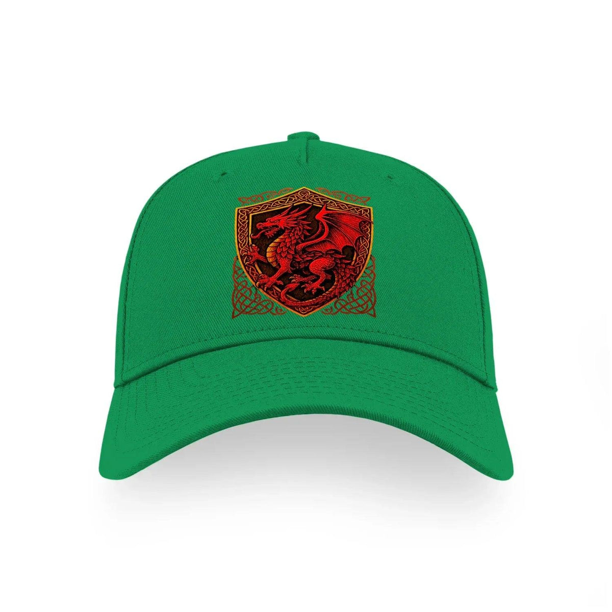 Welsh Dragon Baseball Cap - Shield Crest Adjustable Fit - Celtic Wolfwear
