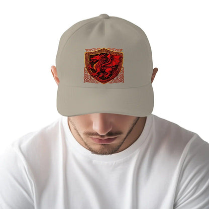 Welsh Dragon Baseball Cap - Shield Crest Adjustable Fit - Celtic Wolfwear