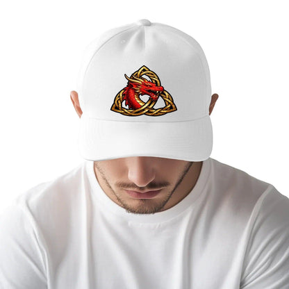 Welsh Dragon Baseball Cap - Trinity Knot Triquetra Red - Celtic Wolfwear