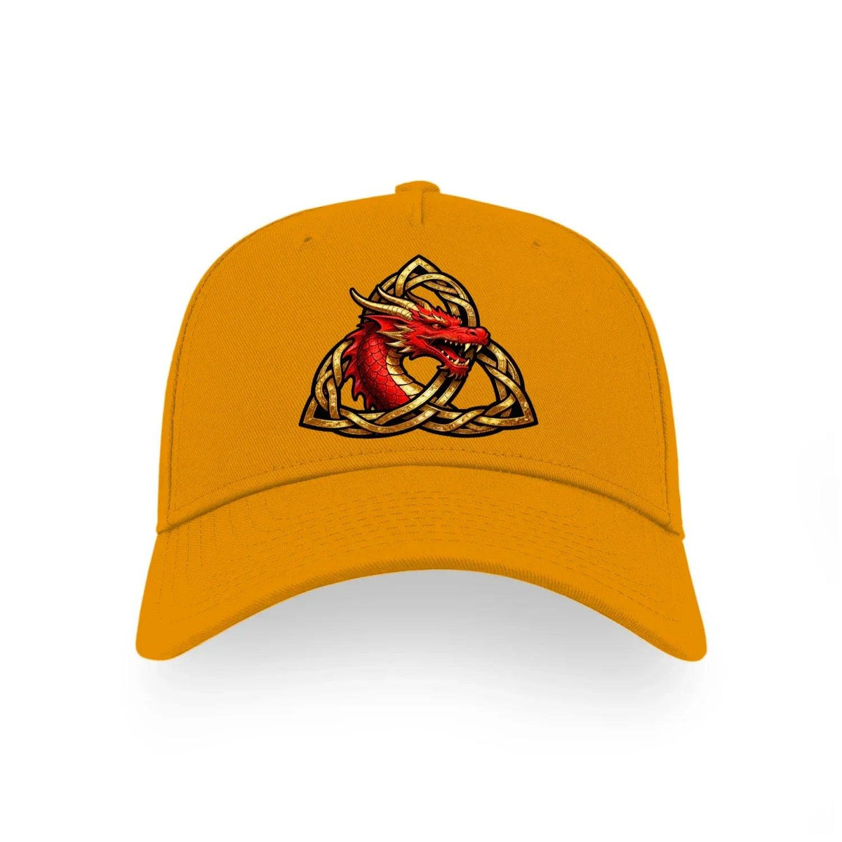 Welsh Dragon Baseball Cap - Trinity Knot Triquetra Red - Celtic Wolfwear