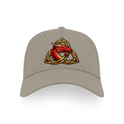 Welsh Dragon Baseball Cap - Trinity Knot Triquetra Red - Celtic Wolfwear