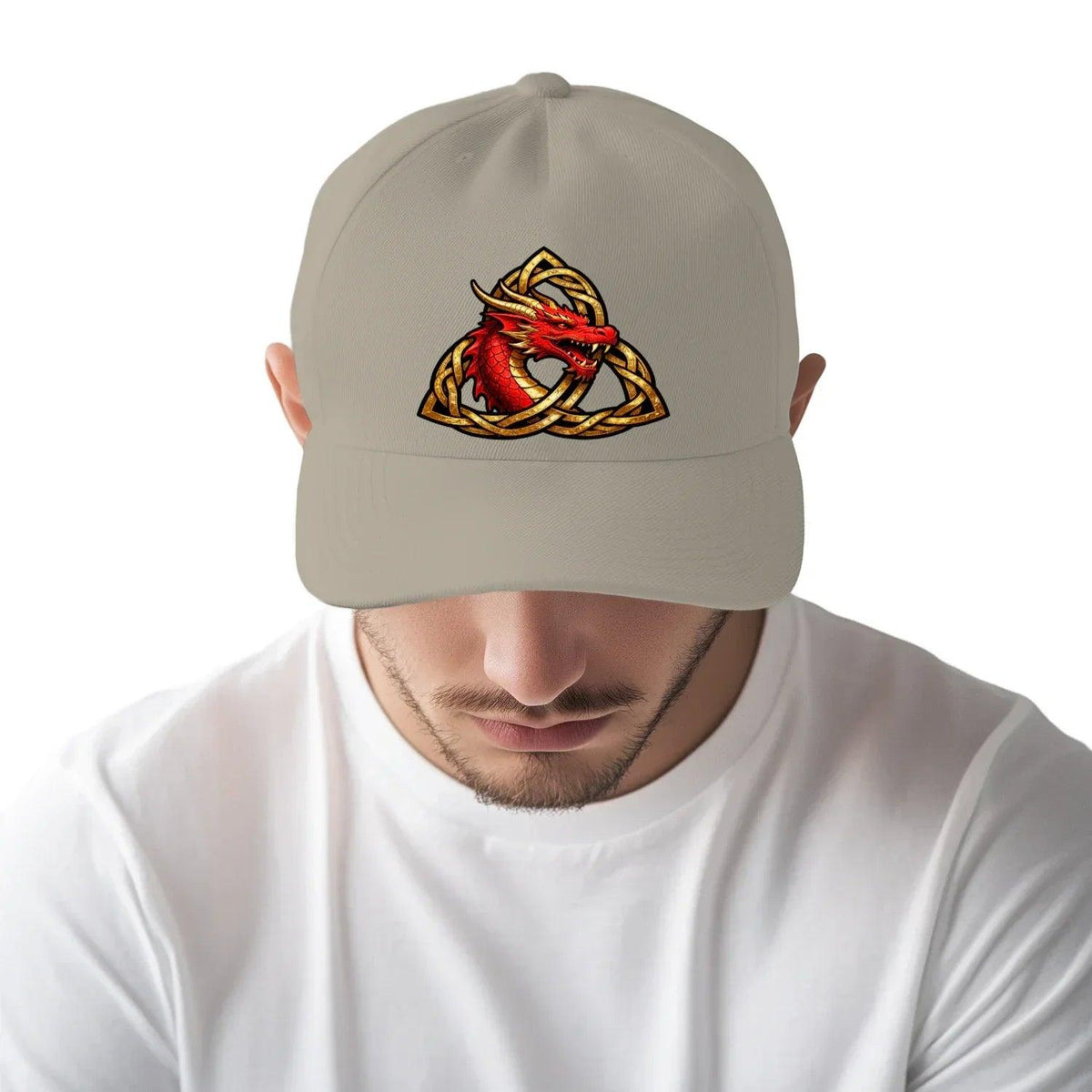 Welsh Dragon Baseball Cap - Trinity Knot Triquetra Red - Celtic Wolfwear