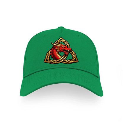 Welsh Dragon Baseball Cap - Trinity Knot Triquetra Red - Celtic Wolfwear