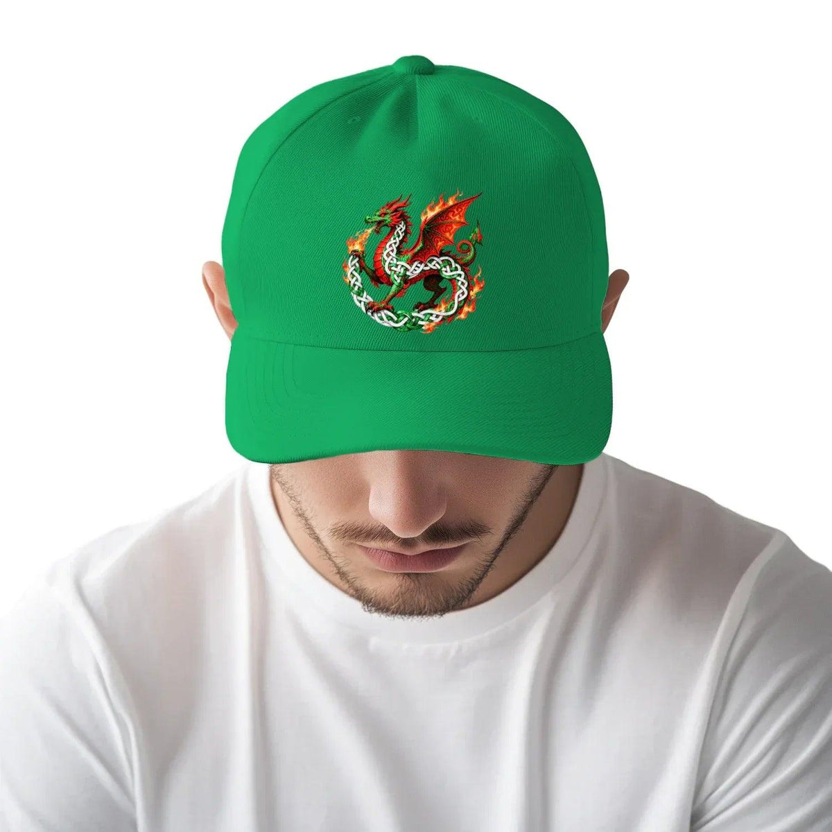 Welsh Dragon Baseball Cap - Yin Yang, Matchday Headwear - Celtic Wolfwear