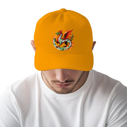 Welsh Dragon Baseball Cap - Yin Yang, Matchday Headwear - Celtic Wolfwear