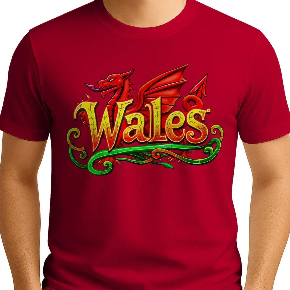 Welsh Dragon Flourish T-Shirt – National Pride Graphic - Celtic Wolfwear